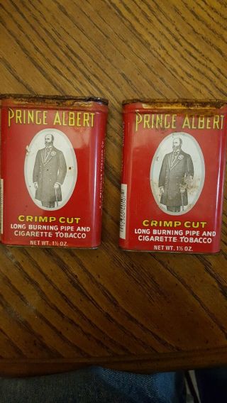Vintage Prince Albert Crimp Cut Pipe & Cigarette Tobacco Tin Can Advertising