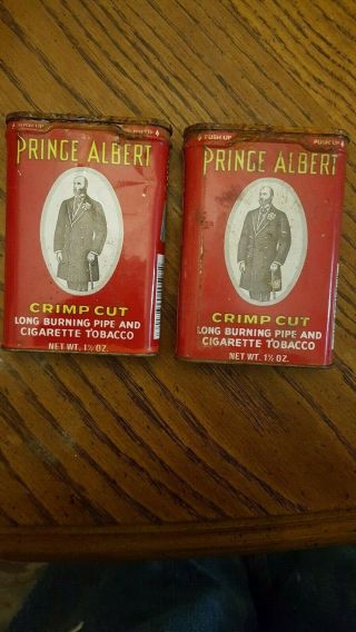 Vintage Prince Albert Crimp Cut Pipe & Cigarette Tobacco Tin Can Advertising 2