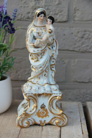 Antique French Vieux Old Paris Porcelain Madonna Figurine