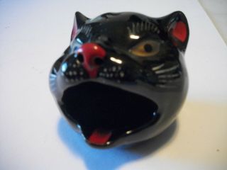 Vintage Black Cat Head Ashtray Redware Halloween Incense Burner