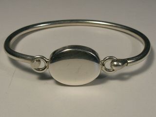 Vintage Engraveable Sterling Silver Hinged Oval Id Bangle Bracelet
