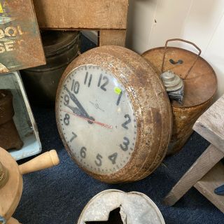 Large Old Vintage Antique Wall Clock Barn Find