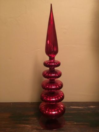 Vtg Red Finial Mercury Glass Christmas Tree Topper 16.  5”