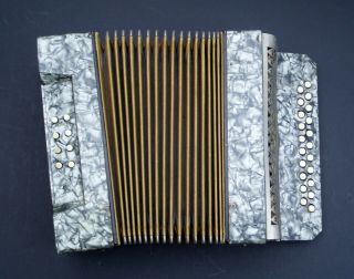 Antique Collectible Dark Grey Accordion Plays Notes But Not In