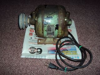 Vintage Sunlight Motors Electric Motor With 3 Speed Pulley 1/4 Hp 1750 Rpm