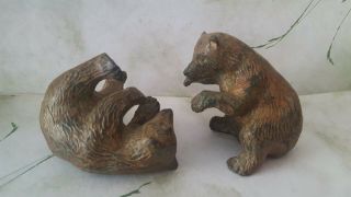 French Solid Bronze Sculptures " Grizzly Bear Cubs " Signed