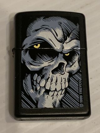 Vintage Bradford Zippo Lighter 1999 Trevco Grim Reaper Skull Black Usa