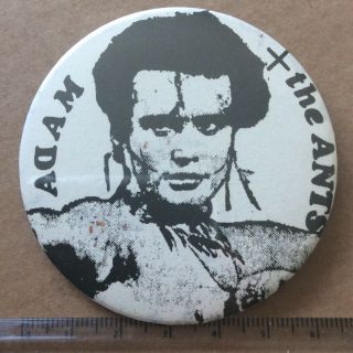 Vtg Og Rare Adam And The Ants 63mm Bin Lid Pin Badge Button Punk Wave Music