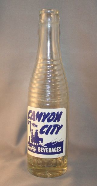 Vintage Acl Soda Bottle Canyon City Oregon Cowboys Horses Mountain Freeship
