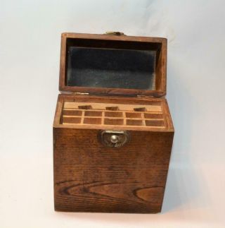 Antique Solid Wood Barber / Traveling Salesman Straight Razors Storage Box