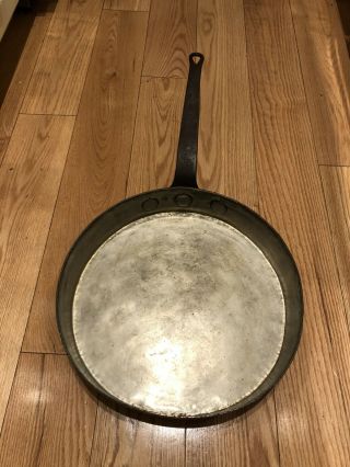 Rare Large Duparquet Antique Copper Frying Pan