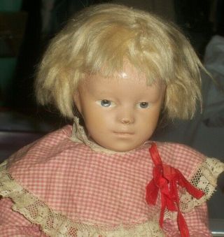 Antique Schoenhut Doll 14 Inch Wood - Spring Joints - Painted Eyes