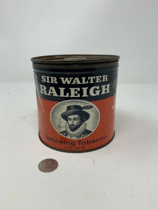 ANTIQUE SIR WALTER RALEIGH SMOKING TOBACCO TIN LITHO SPECIAL OFFER CAN Advertis 3