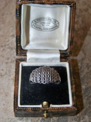 Vintage Jewellery 925 Sterling Silver Marcasite Dress Deco Cocktail Ring Size S