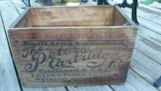 Vintage Peters Small Arms 12 Ga Gauge Wood Target Shell Ammo Box Crate