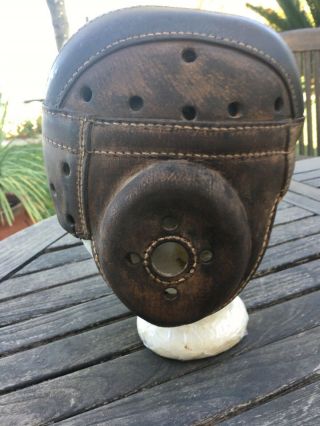 Antique Old 1930’s All Thick Brown Leather Vintage Football Helmet Circa