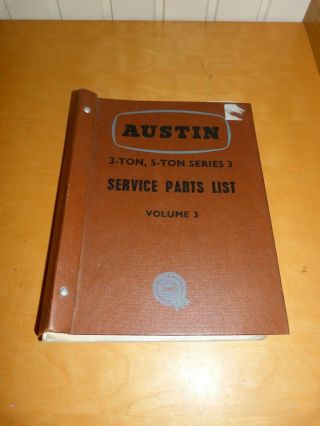 Vintage Bmc Austin 3 - Ton 5 - Ton Series 3 Service Parts List Volume 3