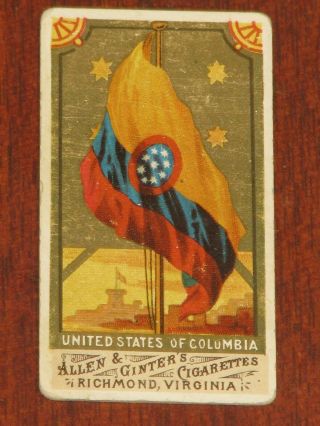 1887 N9 Allen & Ginter " Flags Of All Nations " - United States Of Columbia