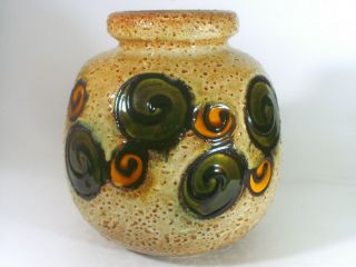 Tall Scheurich Ceramic Vase German Art Pottery1960s Modernist Vintage Fat Lava E
