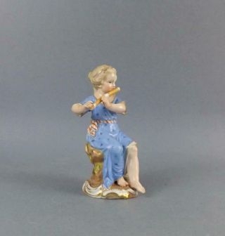 Antique German Meissen Dresden Porcelain Figurine Of Girl With Flut Circa 19c