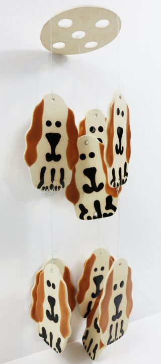 Vintage Spaniel Dog Wind Chimes Ceramic Handmade 21 " H
