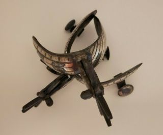 Antique Mexican Charro Heavy Spurs Silver Inlay