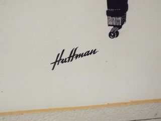 RARE Old Antique ART DECO Lady & Man Piano WOODBLOCK PRINT Signed HUFFMAN 3