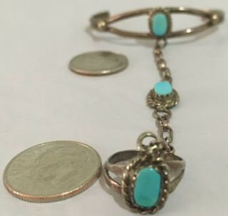 Vintage Navajo Sterling Silver Blue Turquoise Miniature Youth Slave Bracelet