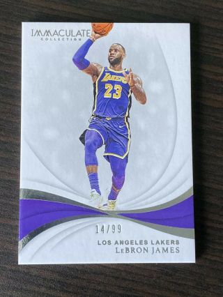 2019 - 20 Panini Immaculate Lebron James 14/99 Base Los Angeles Lakers 55