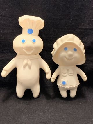 Pillsbury Doughboy 1971 & Dough Girl 1972 Vintage Soft Rubber Figures