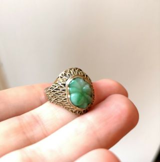 Antique Chinese Silver And Jade Ring
