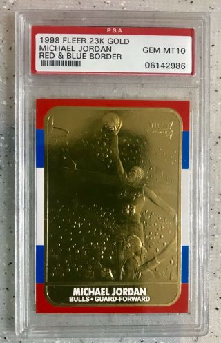 Michael Jordan Psa 10 1998 Fleer 23k Gold 1986 - 87 Rc Reprint Low Pop