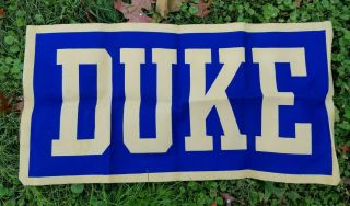 Vintage Duke University Wool Flocked Banner Flag Pennant Wall Hanging 18x35