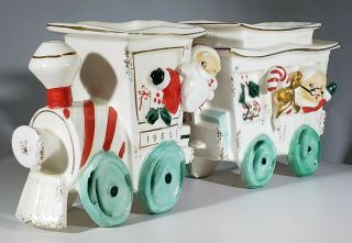 Orion Vintage Santa Christmas Candy Cane Train & Mrs Clause Caboose 2 Planters
