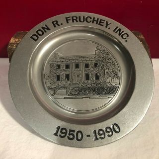 Vintage Don Fruchey Inc Construction Contractor Cast Pewter Plate Fort Wayne In
