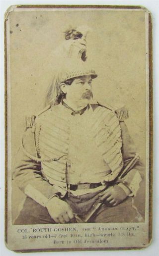 1862 Colonel Routh Goshen Arabian Giant Antique Cdv Photo Bailey 