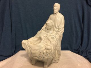 Vintage Nativity Holy Family Figurine Mary Joseph Jesus Christmas Ceramic Manger
