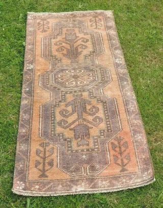 Turkish Kilim Vintage Rug Handmade Muted Colour Carpet Yastik Salmon Purple