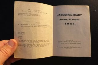 RARE VINTAGE 1951 BSA JAMBOREE DIARY BAD ISCHL AUSTRIA WITH JAMBOREE MAP IN BACK 2