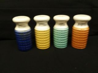 4 Vintage Ceramic Spice Jars Retro Colors Allspice Nutmeg Cinnamon Paprika