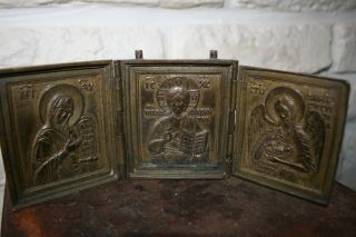 An Antique Russian Bronze Icon Orthodox 19 Th C.