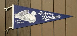 Vintage La Dodgers Mlb Los Angeles Dodger Stadium Felt Pennant Banner 1960s