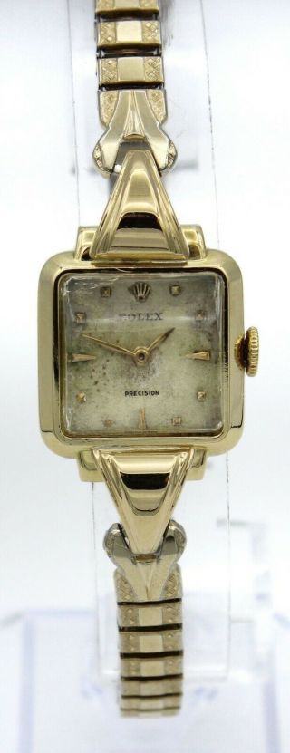 Vintage Rolex 18K Gold Dress Watch Ref 4389 Women ' s Rare Case 17 Rubies 3