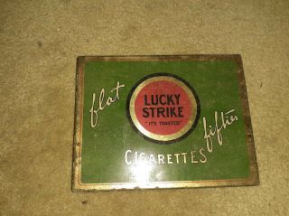Vintage 1950’s Lucky Strike Flat Filter Cigarettes Tin Green