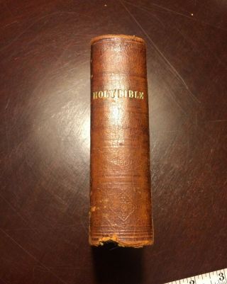 Antique 1863 Holy Bible Leather Book Pocket Size Civil War Era Metal Clasp