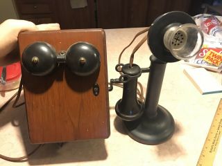 Antique 1915 Western Electric Candlestick Phone With Ringer Box In Great Shape