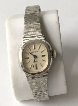 Vintage Ladies Wittnauer Geneve Swiss 17 Jewel Stainless Steel Wristwatch