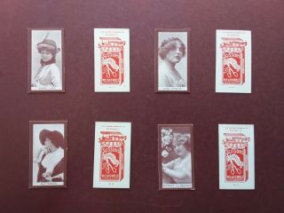 Actresses,  Purple Brown,  Red Back,  Issued 1909 By Wills Scissors 8 Cards