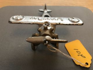 Antique Hubley Silver Lucky Boy Cast Iron Toy Plane