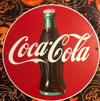 Vintage 90’s Coca - Cola Porcelain Enameled Advertising Sign Ande Rooney